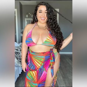 Hot Pink Vibrant Three Piece Swimsuit NWT